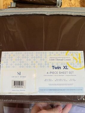 Sweet Home Twin XL 3PC Sheet Set in Brown